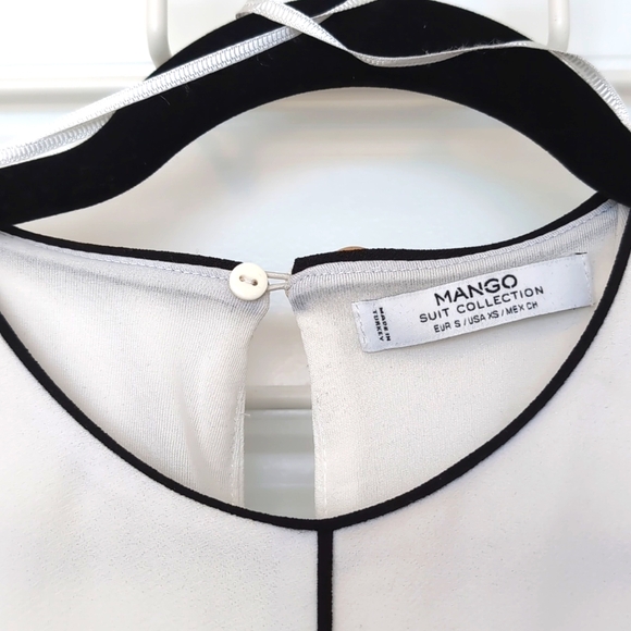 MANGO White dress with black trim in Women's size XS - Picture 3 of 6